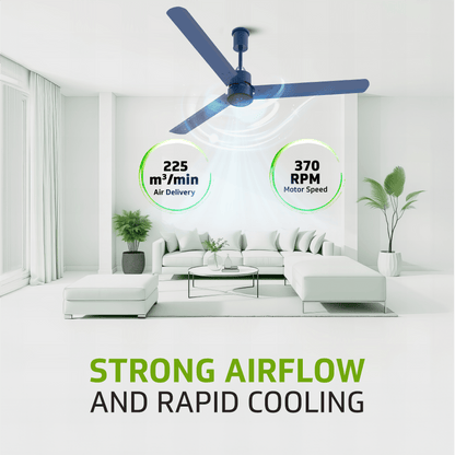 V-Guard Zenair Pro BLDC Ceiling Fan 1200 mm | BEE 5-Star Energy Saving | High-Speed BLDC Motor (370 RPM) | Remote Control with 6 Speeds, Wind & Reverse Modes |UI LED speed indicator|2-Year Warranty | Saphire Blue