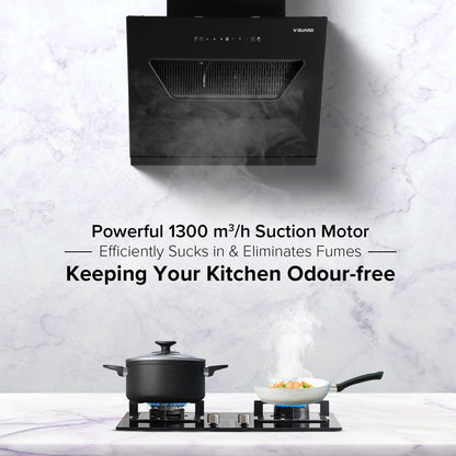 V-Guard Z10 Neo Filterless Kitchen Chimney | 60cm | 1300 m³/h Suction Capacity | One-Touch Heat Auto-Clean | Touch Panel with Gesture Control | 1-Year Comprehensive & 5-Year Motor Coverage