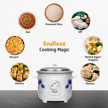 V-Guard VRC 1.0 C 1-Litre Electric Rice Cooker with 400 W Power, 2 Pots, Spatula, Rice Separator | 2-Year Product & 5-Year Heating Plate Coverage by V-Guard | Automatic Cooking with Double-Layer Body