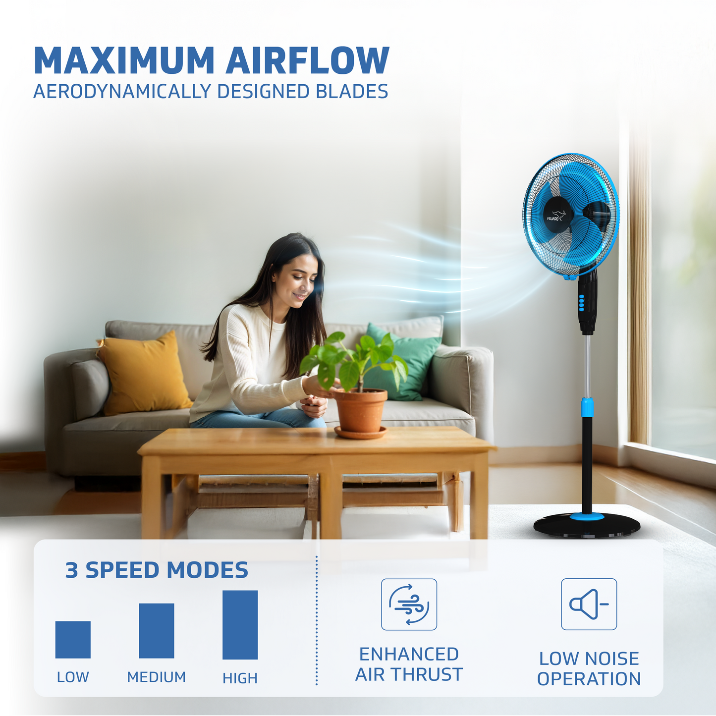 Gatimaan Pro HSP N High Speed Pedestal Fan, Blue Black