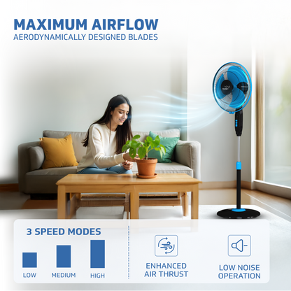 Gatimaan Pro HSP N High Speed Pedestal Fan, Blue Black