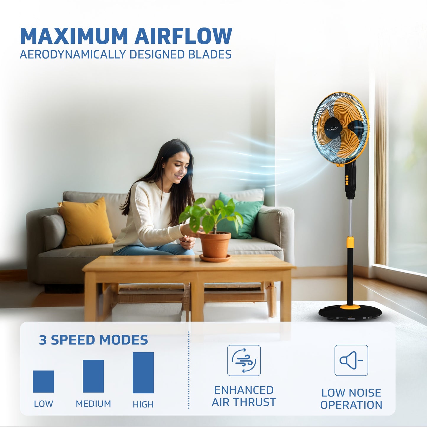 Gatimaan Pro HSP N High Speed Pedestal Fan, Orange Black