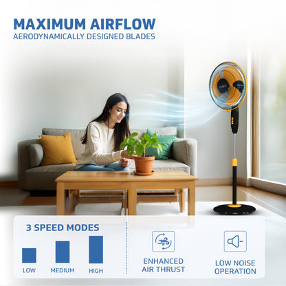 Gatimaan Pro HSP N High Speed Pedestal Fan, Orange Black
