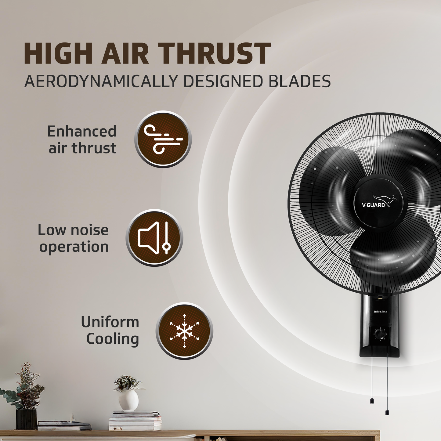 Esfera SW N Wall Fan, 40 cm, Black