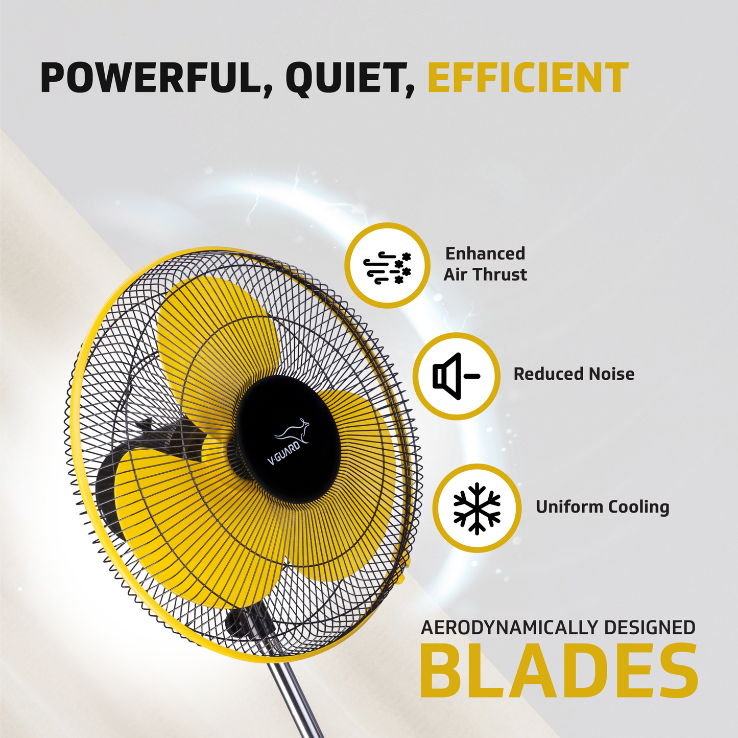 V-Guard Esfera STS Neo Pedestal Fan | 1330 RPM Motor | Customisable Tilt And Oscillation Control | Yellow Black | 40 cm (400mm)