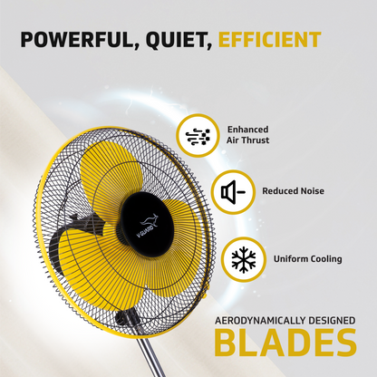 V-Guard Esfera STS Neo Pedestal Fan | 1330 RPM Motor | Customisable Tilt And Oscillation Control | Yellow Black | 40 cm (400mm)