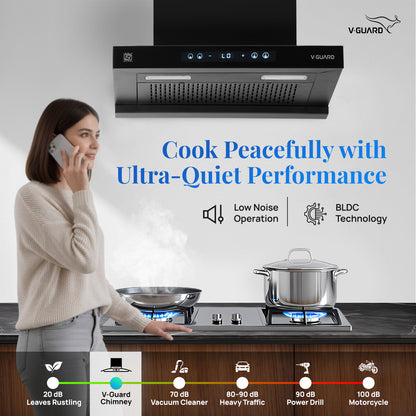 BT 60 | 60 cm BLDC Chimney | 1500 m³/hr suction | Low Noise Operation | Heat Auto Clean | 10 Year Motor Warranty | Touch Panel with Gesture Control