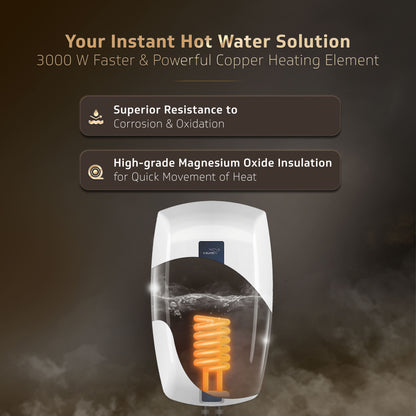 V-Guard Zio Instant Water Heater | 3 Litre | 3000 W Heating | White-Blue