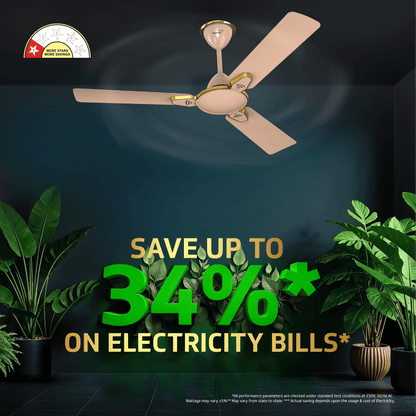 Besa Air Ceiling Fan For Home, High-Speed Copper Motor, Decorative Trims, 1.2 m, Rose Glow
