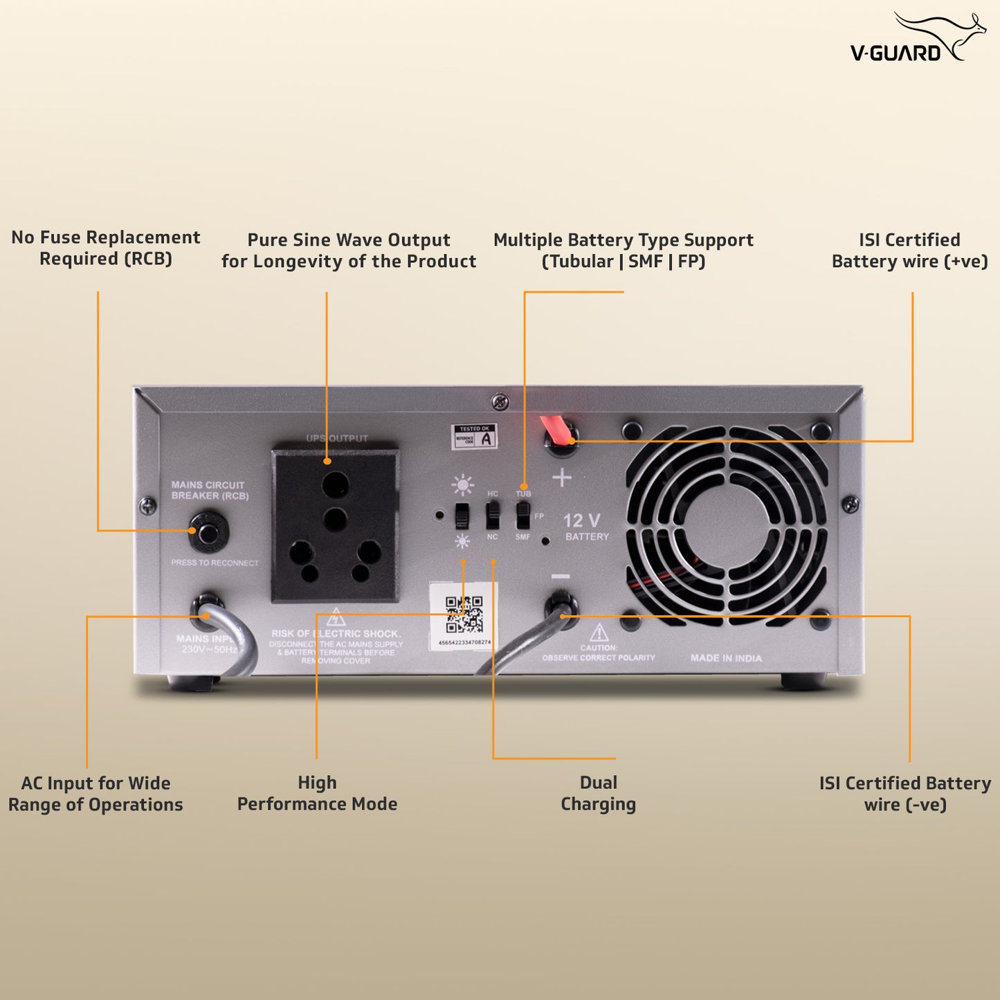 Smart Pro 1200 Inverter + VT 155D Battery Combo for Home, Office & Shops