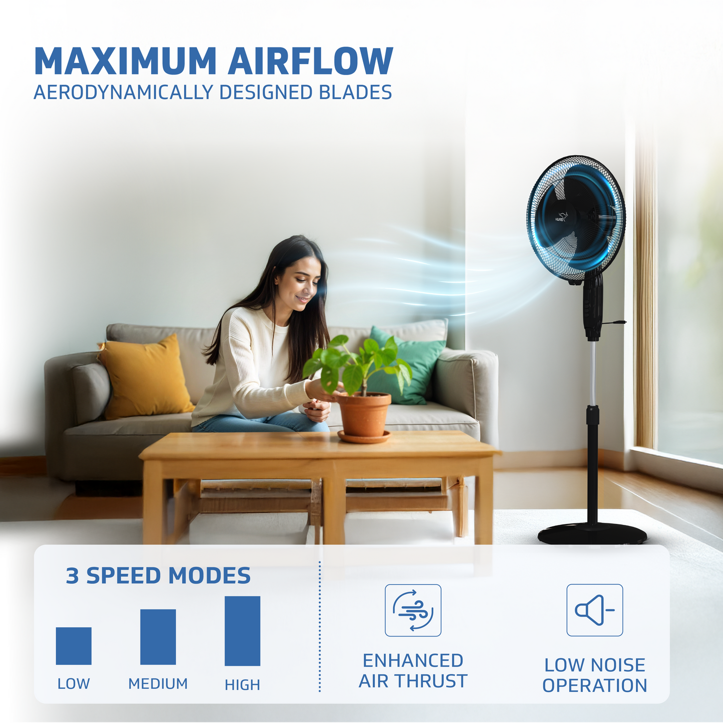 Gatimaan Pro HSP N High Speed Pedestal Fan, Black
