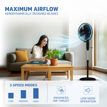 Gatimaan Pro HSP N High Speed Pedestal Fan, Black