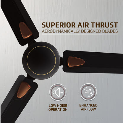 Windle Deco EC Modern Ceiling Fan For Home| High Speed Fan | Exquisite Detailing For Elevated Charm | Powder-Coated Glossy Finish | Matte Brown | 1.2 meters