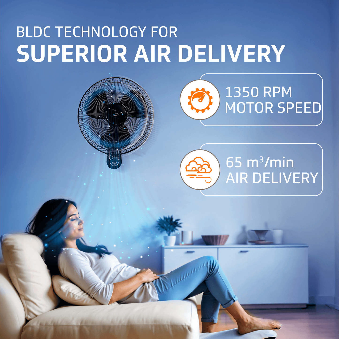 Enviro 400mm BLDC Wall Fan with Remote | 32W Energy-Efficient | 3 Speed Settings | 2-Year Warranty (Black)