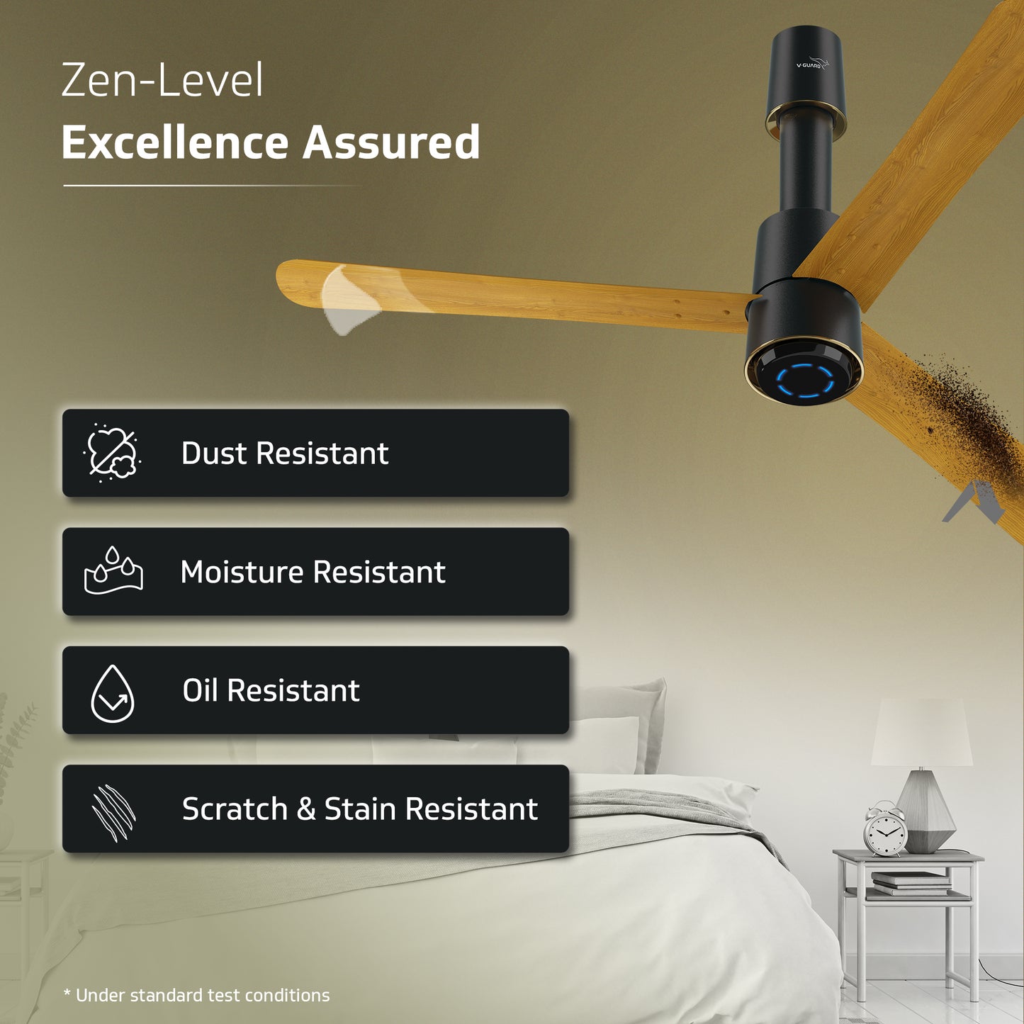 V-Guard INSIGHT-X Premium BLDC Ceiling Fan For Home | 6 Speed Settings | 5-Star Energy Saving | Convenient Remote Control | High-Speed 100% Copper Motor | 1.2M (Choco Gold Wood)