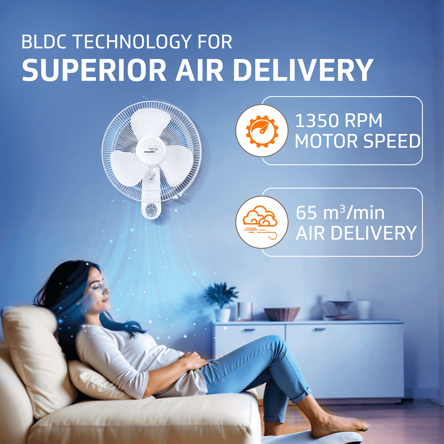 Enviro 400mm BLDC Wall Fan with Remote | 32W Energy-Efficient | 3 Speed Settings | 2-Year Warranty (White)