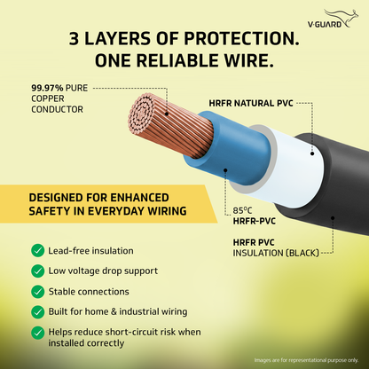 V-Guard Superio+ 4 sq mm Eco Safe Triple Layer HRFR PVC Wiring Cable, 90 m (Black)