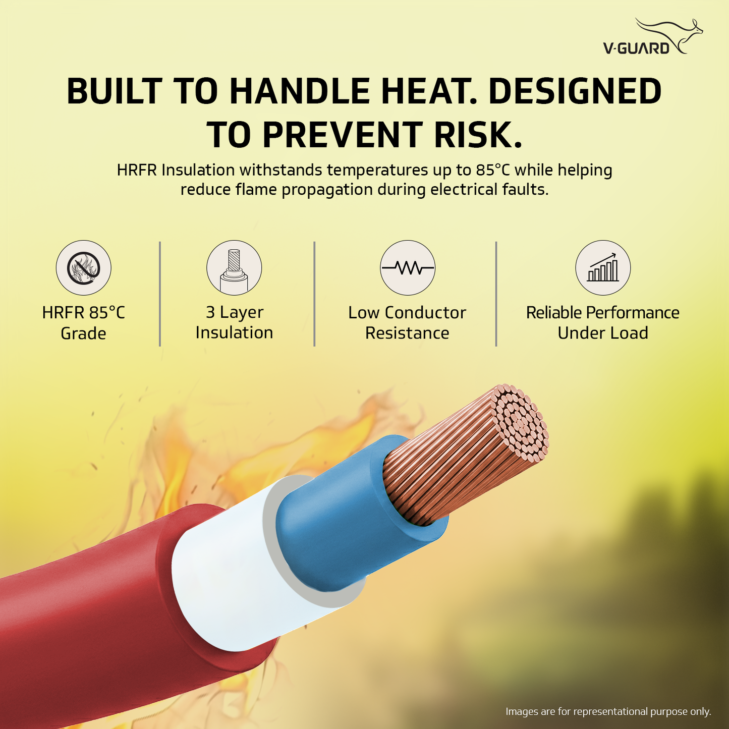 V-Guard Superio+ 4 sq mm Eco Safe Triple Layer HRFR PVC Wiring Cable, 90 m (Red)