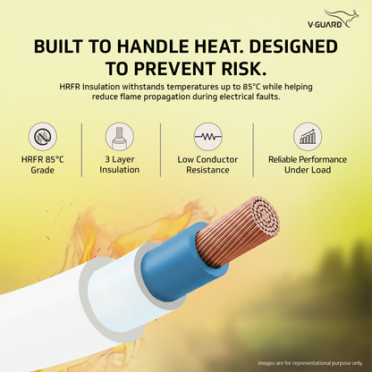 V-Guard Superio+ 4 sq mm Eco Safe Triple Layer HRFR PVC Wiring Cable, 90 m (White)