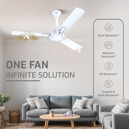 Exado Pro ES BLDC Ceiling Fan For Home, Anti Dust Coating, 5-Star Energy Saving, Remote Control, 100% Copper Motor, 1.2M (Pearl White Silver)