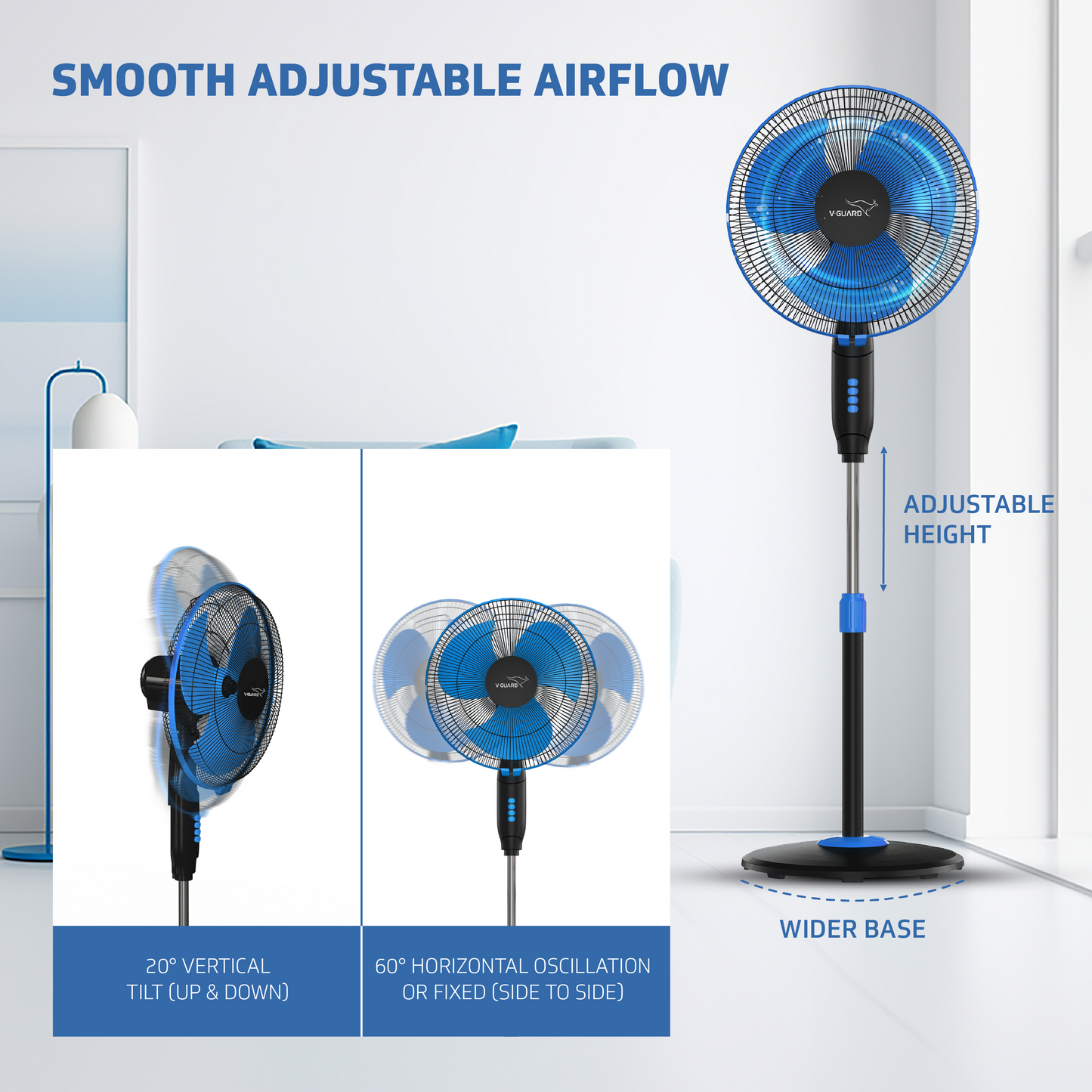 Gatimaan Pro HSP N High Speed Pedestal Fan, Blue Black