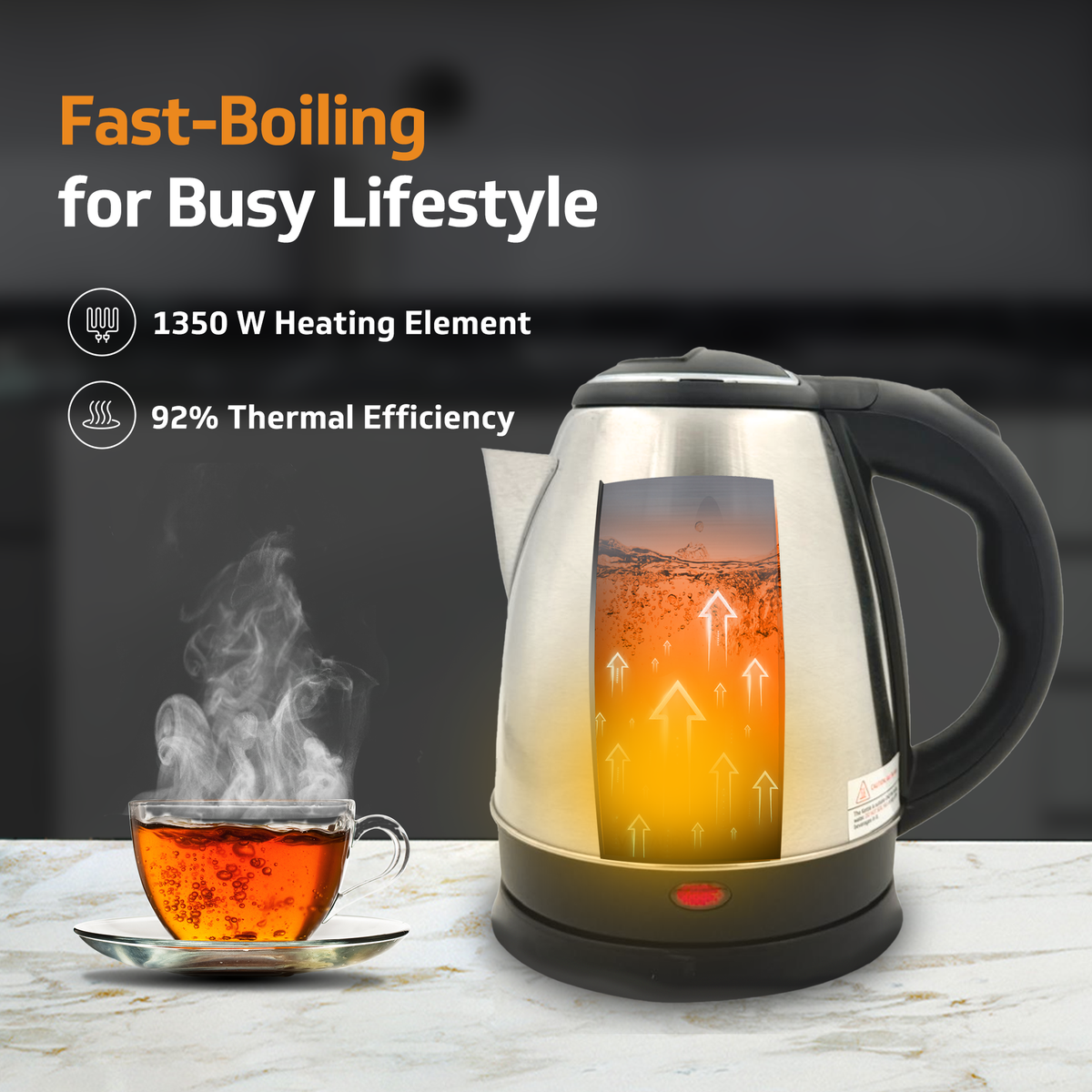VKS15 NX Electric Kettle for Hot Water | 1.5 Litre | 1350 W | Stainless Steel Hot Water Kettle | Power Indicator | Auto cut-off