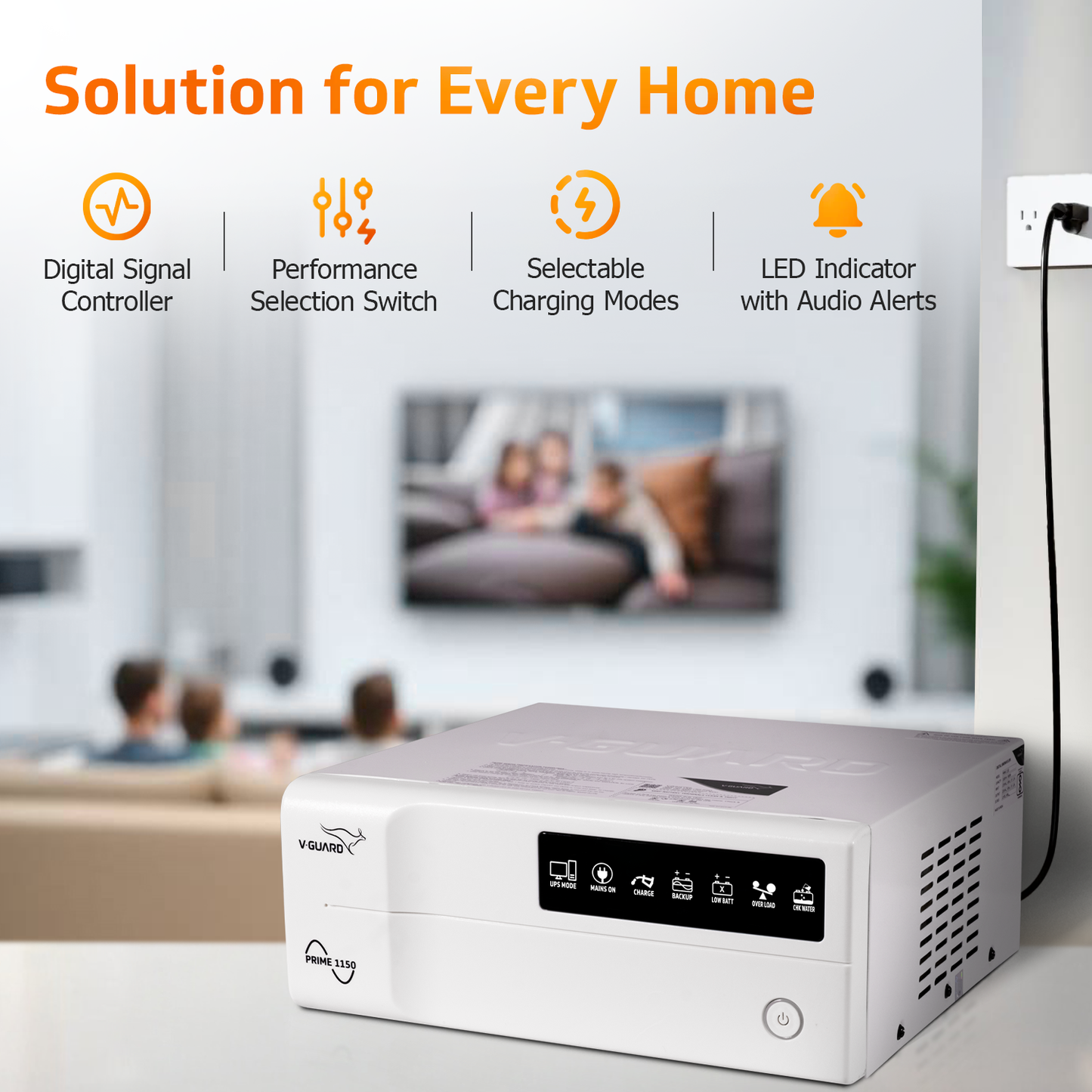 V-Guard Inverter & Battery Combo (1150 Pure Sine Wave 1000VA/12V Inverter, VT 220 (205 Ah Tall Tubular Battery) for Home, Office & Shops