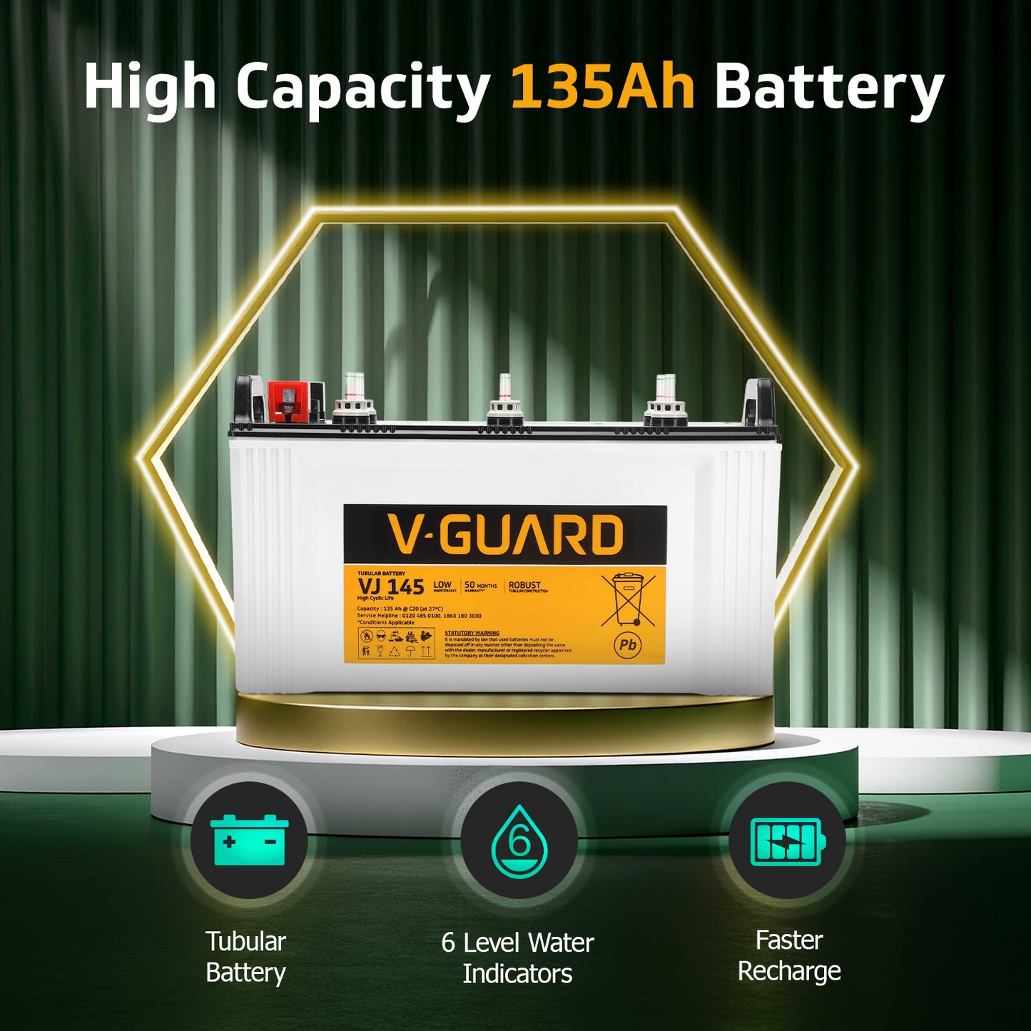 PRIME 750 Inverter + VJ 145 Battery Combo for Home, Office & Shops