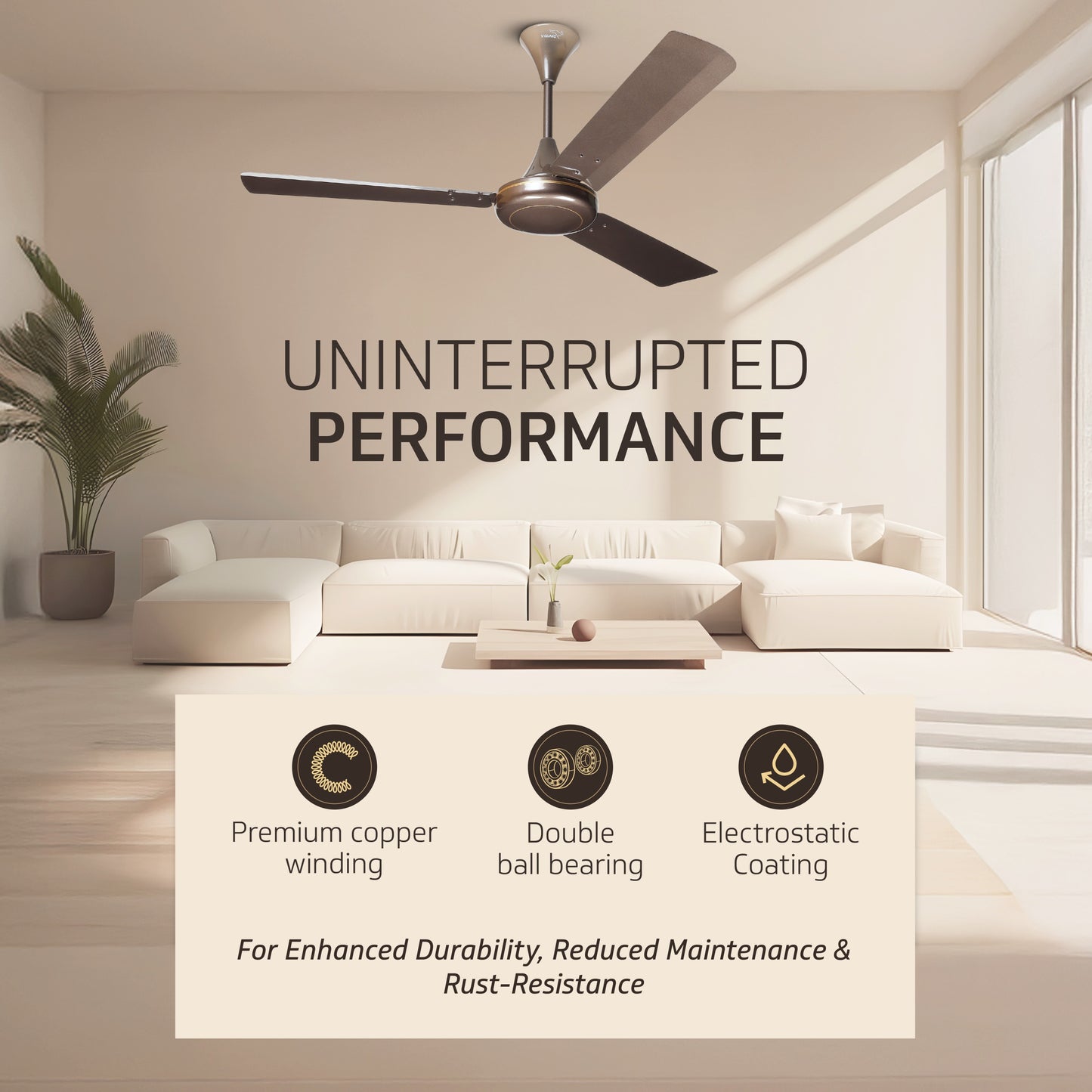 Gatimaan Pro AS Ceiling Fan 1.2 m, Pearl Brown