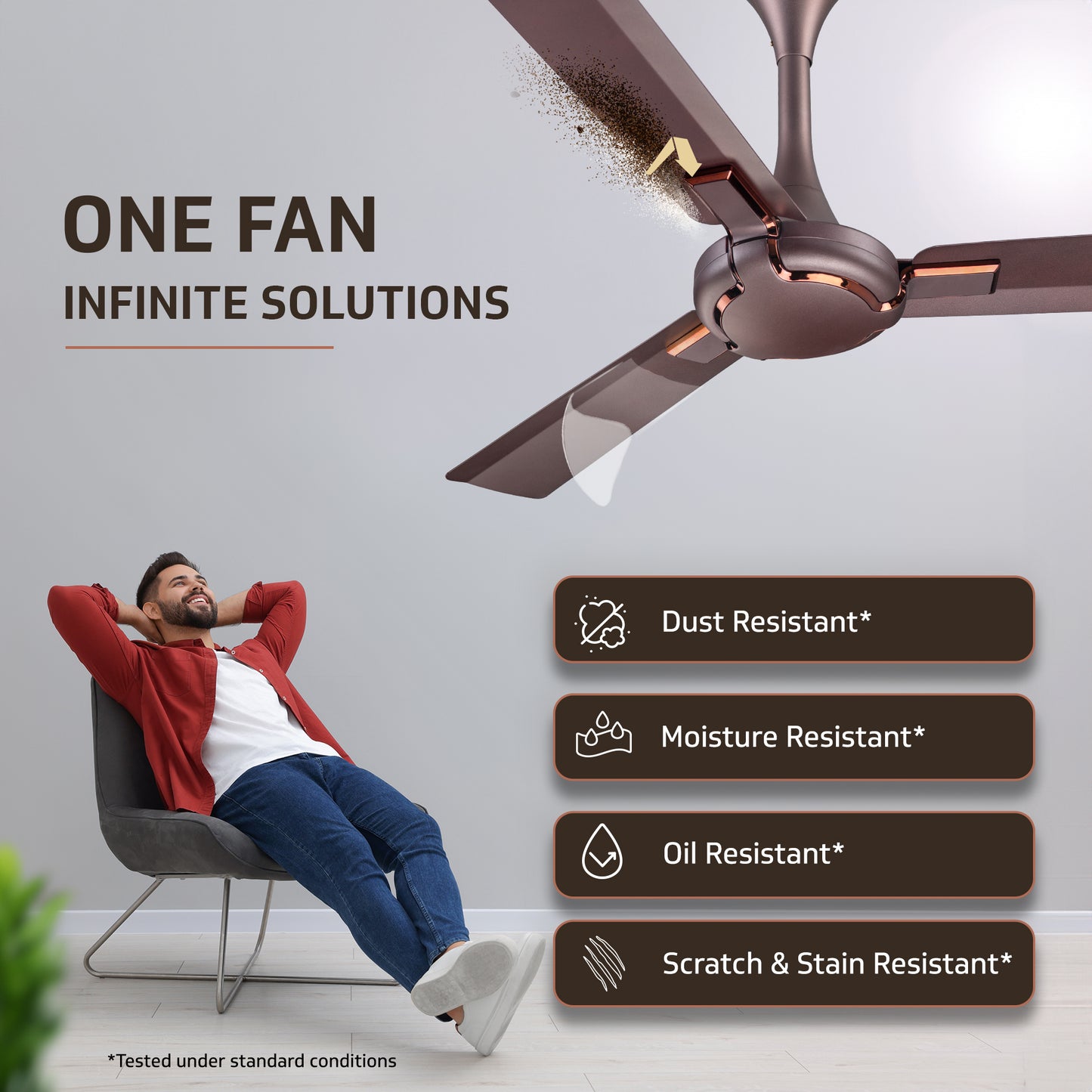 Exado Pro ES BLDC Ceiling Fan For Home, Anti Dust Coating, 5-Star Energy Saving, Remote Control, 100% Copper Motor, 1.2M (Elegance Brown Matte)