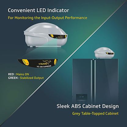 VG 100 Supreme Stabilizer for Refrigerators or Deep Freezer up to 600 L Advance Overheat Protection (Supreme Grey)