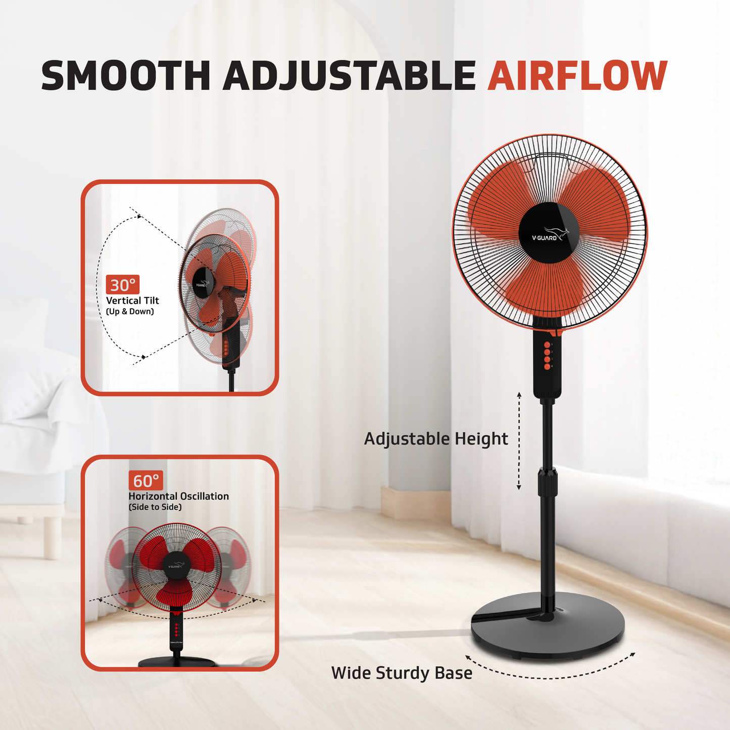 Esfera STS Plus 2-in-1 Pedestal Fan, 3 blade, 40 cm, Red Black