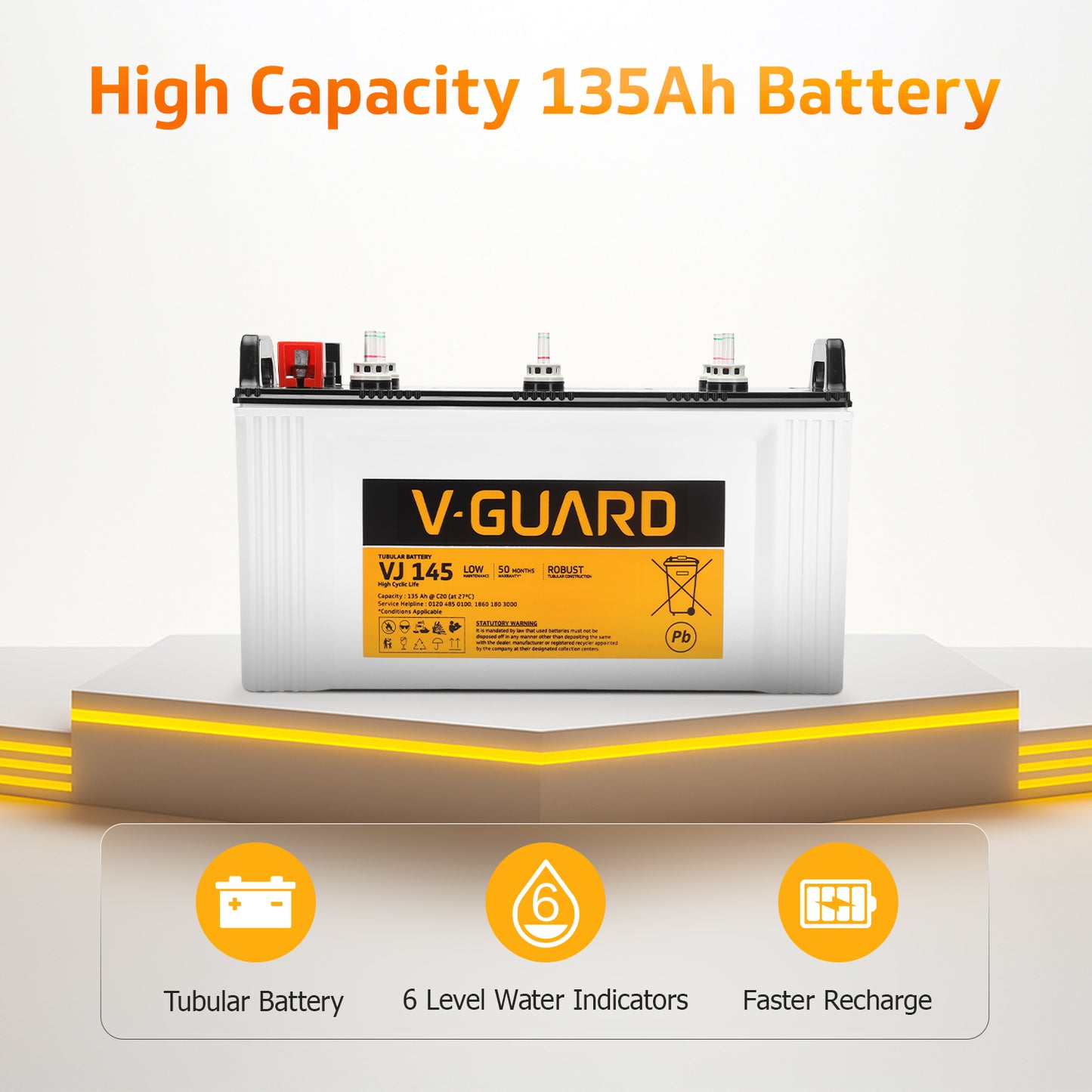 Prime 1150 Inverter and VJ 145 Battery Combo for Home, Office & Shops