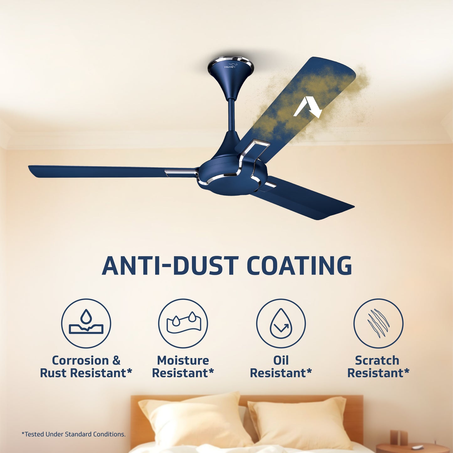 Exado Pro BS Anti Dust High Speed Ceiling Fan for Home 1.2 m, Riband Blue Matte