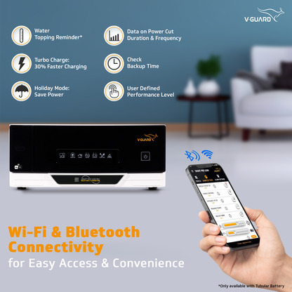 V-Guard Smart Pro 1200 MiLi (Multi ion Lithium ion Compatible) Inverter | 1000VA / 12V Pure Sine Wave | Smart IoT with Mobile App Control | LED Display | Easy Installation | Reliable Power Backup | 3-Year Warranty