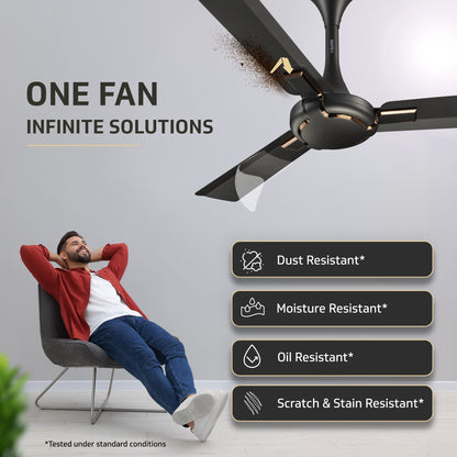 Exado Pro ES BLDC Ceiling Fan For Home, Anti Dust Coating, 5-Star Energy Saving, Remote Control, 100% Copper Motor, 1.2M (Choco Brown Matte)