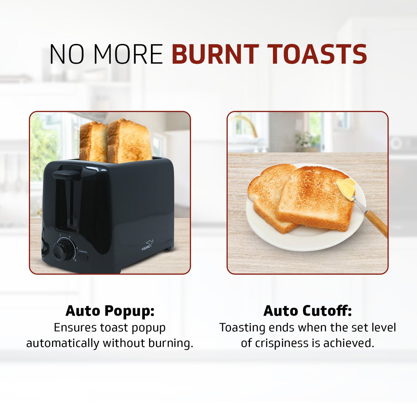 VT200 | 750 Watt Popup Toaster | 6 Browning Levels | Auto Popup Function | Auto Bread Centering