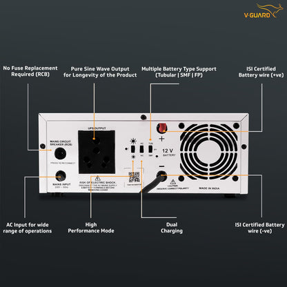 Prime 1150 Pure Sine Wave Inverter + VT 155D Battery Combo for Home, Office & Shops