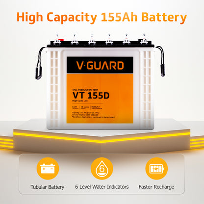 Prime 1150 Pure Sine Wave Inverter + VT 155D Battery Combo for Home, Office & Shops