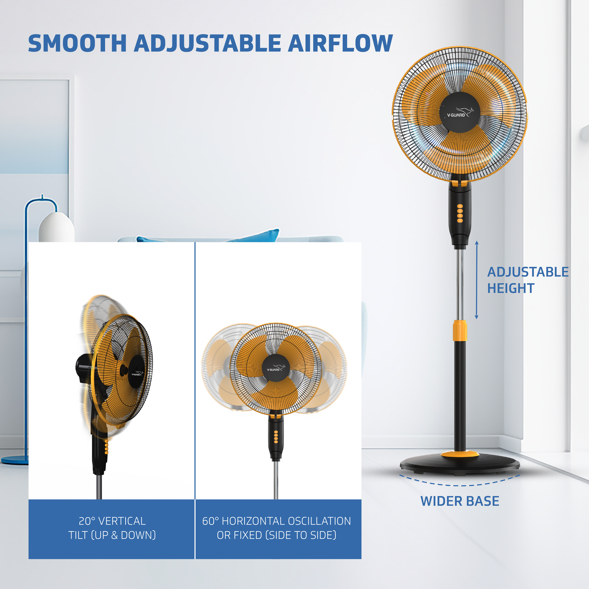 Gatimaan Pro HSP N High Speed Pedestal Fan, Orange Black