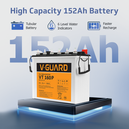 V-Guard Smart Inverter & Battery Combo (Smart Pro 1200 Digital Sine Inverter with VT 160 P (152 Ah Tall Tubular Battery)) for Home, Office & Shops