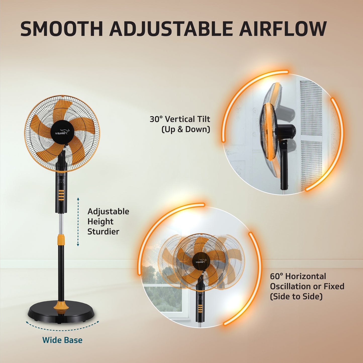 Esfera Remote 5 Blade 40 cm Pedestal Fan, Orange Black