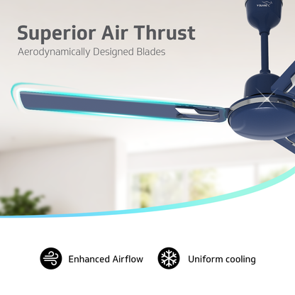 V-Guard Pace Art Bz Ceiling Fan for Home with Decorative Trims 1.2 M, Royal Blue