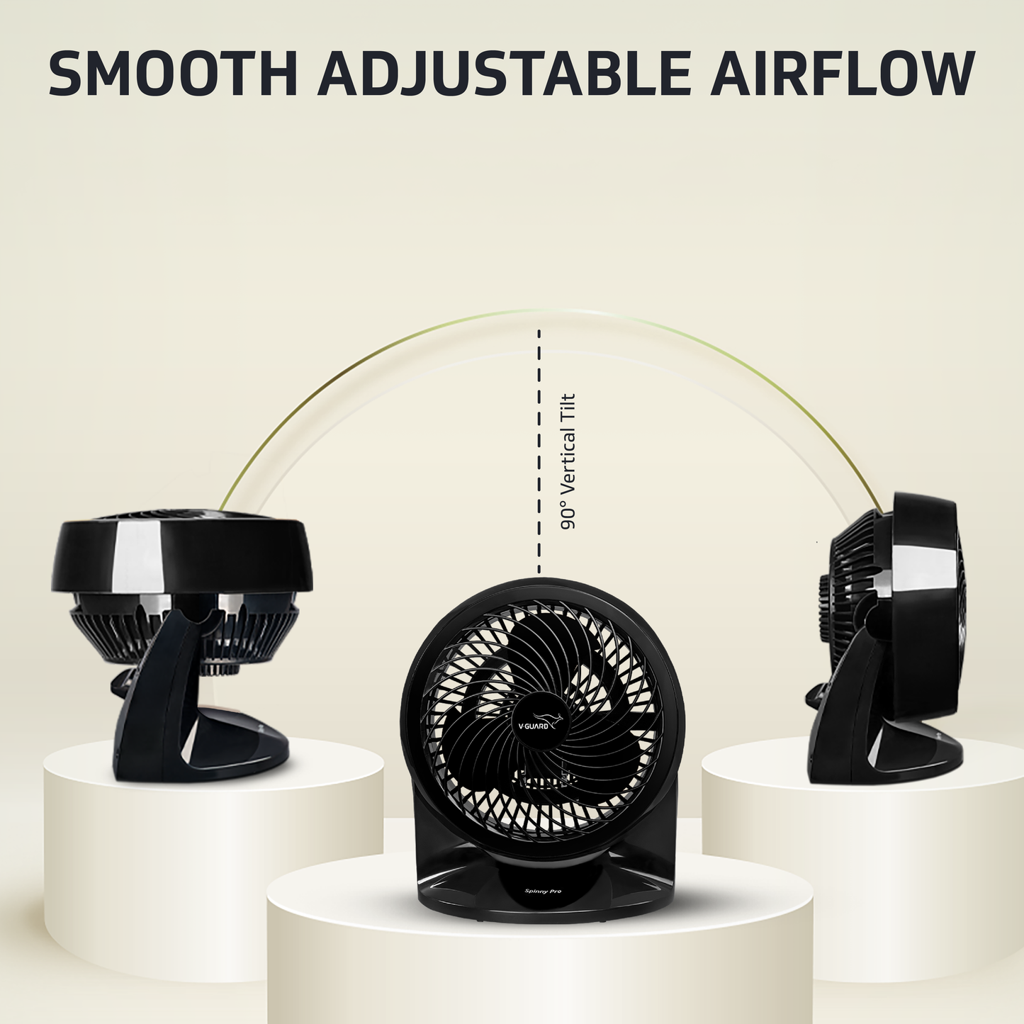 Spinny Pro multipuprose personal fan, table and wall mount, 2100 RPM, Black