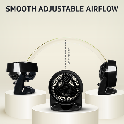 Spinny Pro multipuprose personal fan, table and wall mount, 2100 RPM, Black