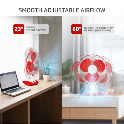 Esfera TF Table Fan, 1350 RPM, White Red