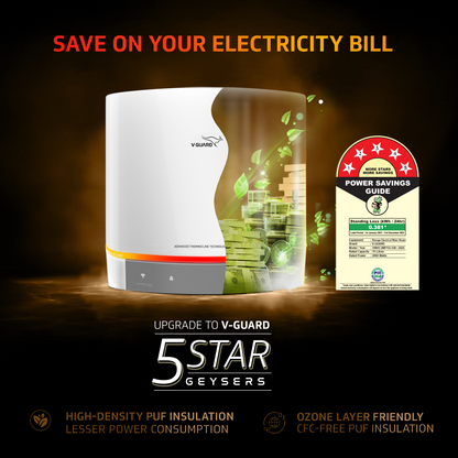 V-Guard Luxecube Avo Smart 15 Litre Geyser | Up to 38% More Hot Water | Dynamic Luxe Glow Pro Illumination | BEE 5 Star Rating | 3 Year Product & 10 Year Tank Warranty from V-Guard | White
