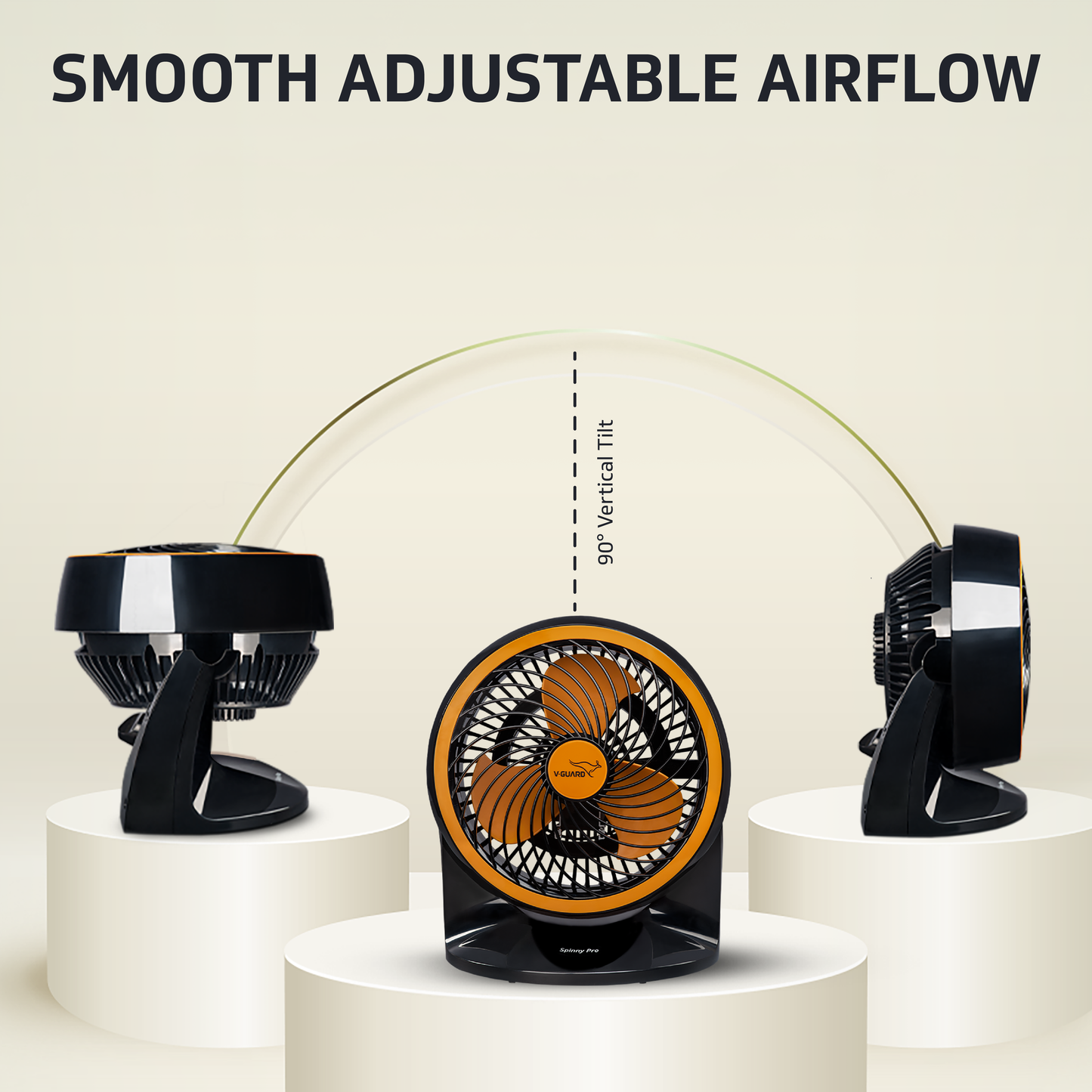 Spinny Pro multipuprose personal fan, table and wall mount, 2100 RPM, Orange Black