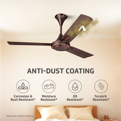 Exado Pro BS Anti Dust High Speed Ceiling Fan for Home 1.2 m, Choco Brown Matte