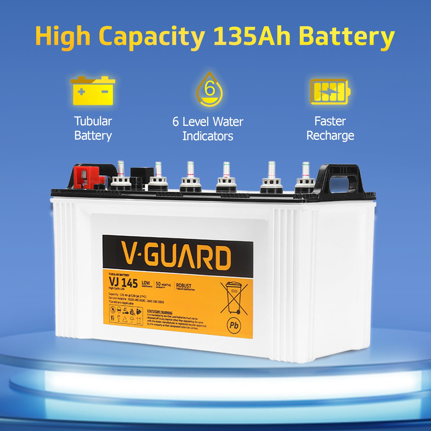 Smart Pro 1200 S Solar Inverter + VJ 145 Battery Combo for Home, Office & Shops